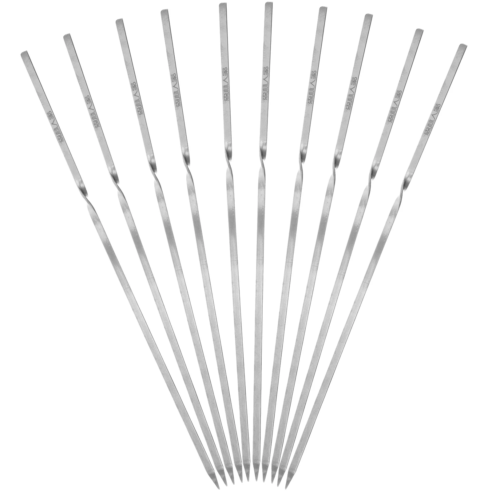 

10pcs BBQ Needle Set Flat Skewers Stainless Steel Meat Sticks Kabob Marshmallow Grilling Grill Tools Kebabs Outdoor