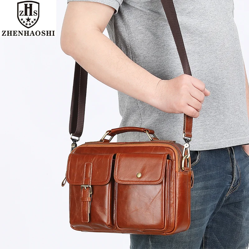 Schoudertas Voor Heren Cowhide Lederen Heren Vintage Handtassen Flap Heren Schoudertassen Casual Messenger Bags Mode Crossbody Tas