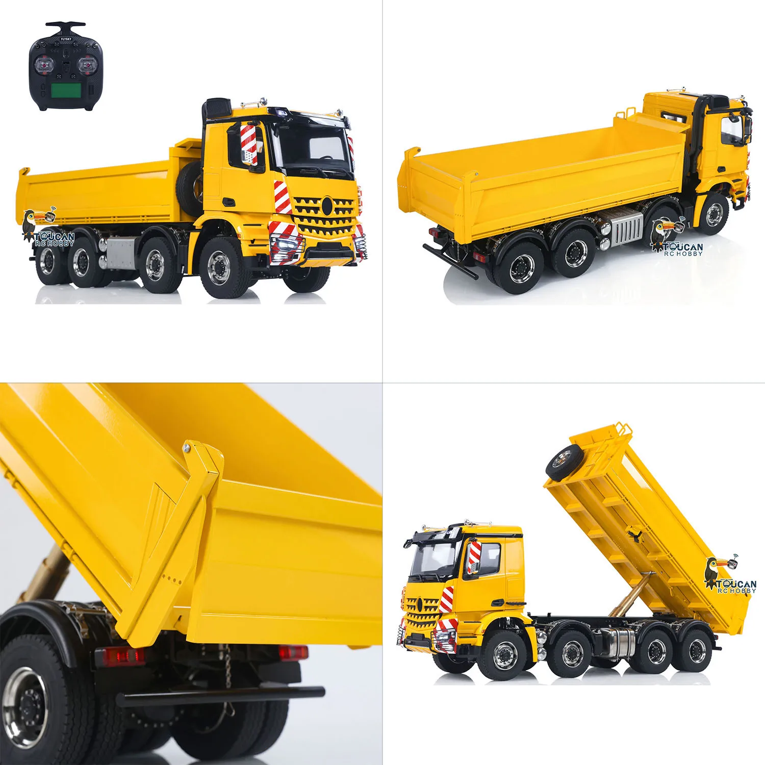 

Toys 1/14 8x8 Hydraulic RC Dump Truck Metal TOUCAN Remote Control Tipper Dumper Car Painted Finished Light Sound Model