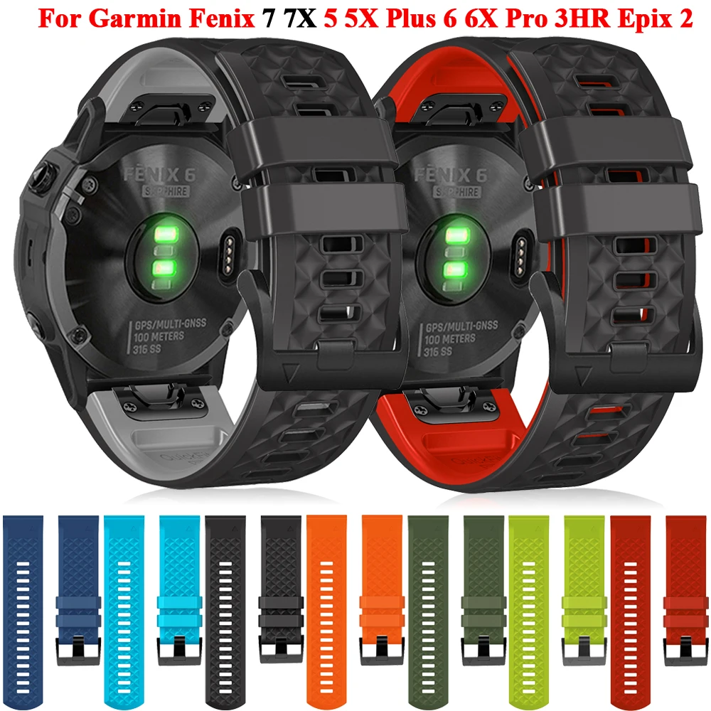 QuickFit 22 26mm Silicone Strap for Garmin Fenix 7X 7 6X 6 Pro 5 5X Plus MK1Smart Watch Band Bracelet Epix Gen 2 Enduro 2 Correa