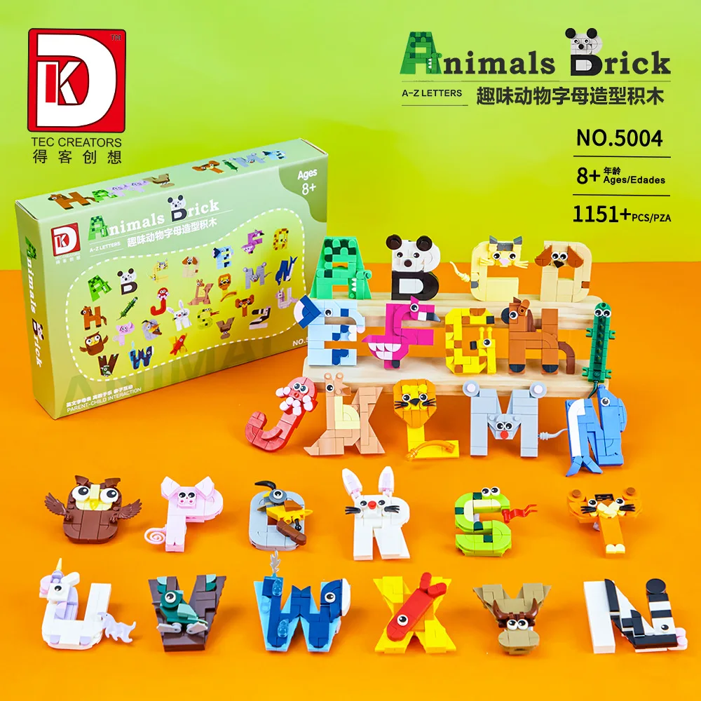 Animal Alphabet Teaching Puzzle Small Bricks Building Toys Gifts Compatible with Educational Toddlers Intelligence Toys