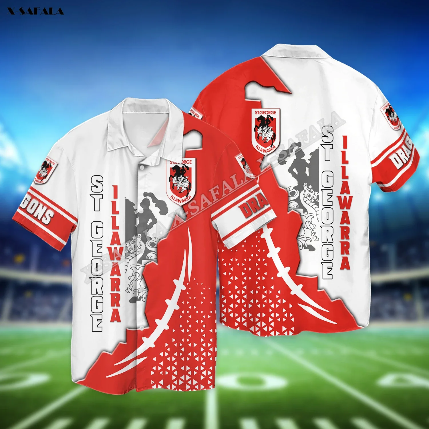 Australia Illawarra Dragons Sydney Rooster Brisbane Bronco Rugby 3D Print Beach Hawaiian Shirt Short Sleeve Men Top Jersey