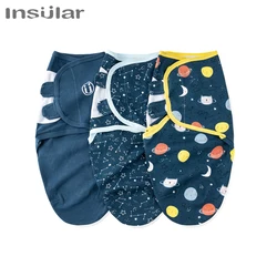 INSULAR Baby Swaddle Wrap Cotton Soft Infant Newborn Baby Products Bebe Blanket & Swaddling Wrap Blanket Sleepsack 3Pcs