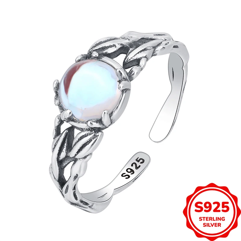 

Personalized Trendy and Cool Authentic S925 Silver Dyed Black and Old Irregular Hollow Women's Ring