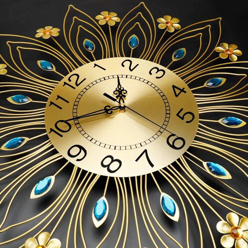 Light Luxury Wall Clocks House Decoration Living Room Decoration Peacock Clock Hanging Nordic Silent Large Wall Clock Home Decor