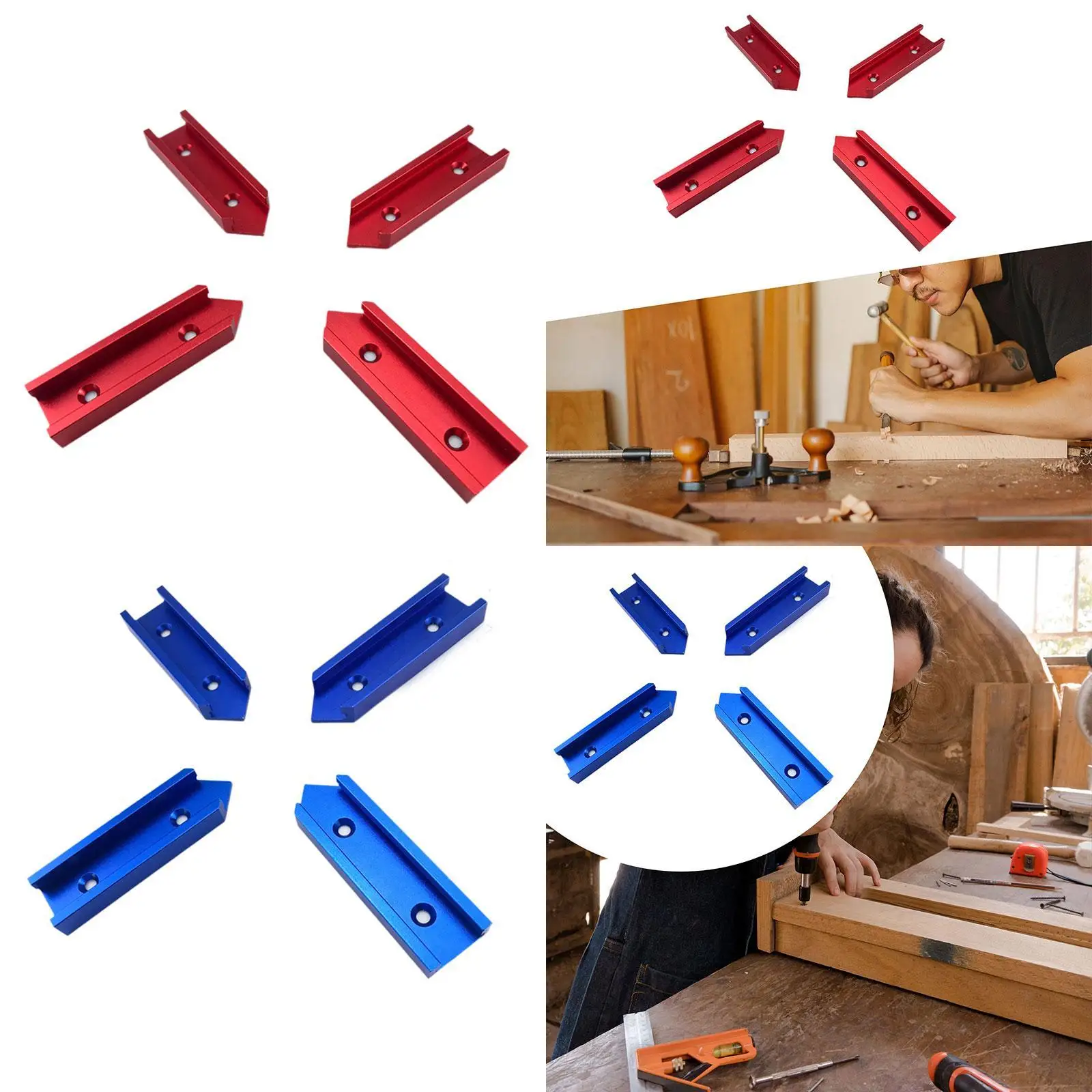 

4Pcs T Track Intersection Kit Jig Fixture Slot Connector Universal DIY Woodworking Accessories Fixture T Slot Miter Connector