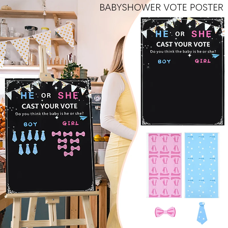 

He Or She Baby Gender Reveals Male And Female Baby Voting Poster Board Stickers Gender Reveals Game Poster Stickers