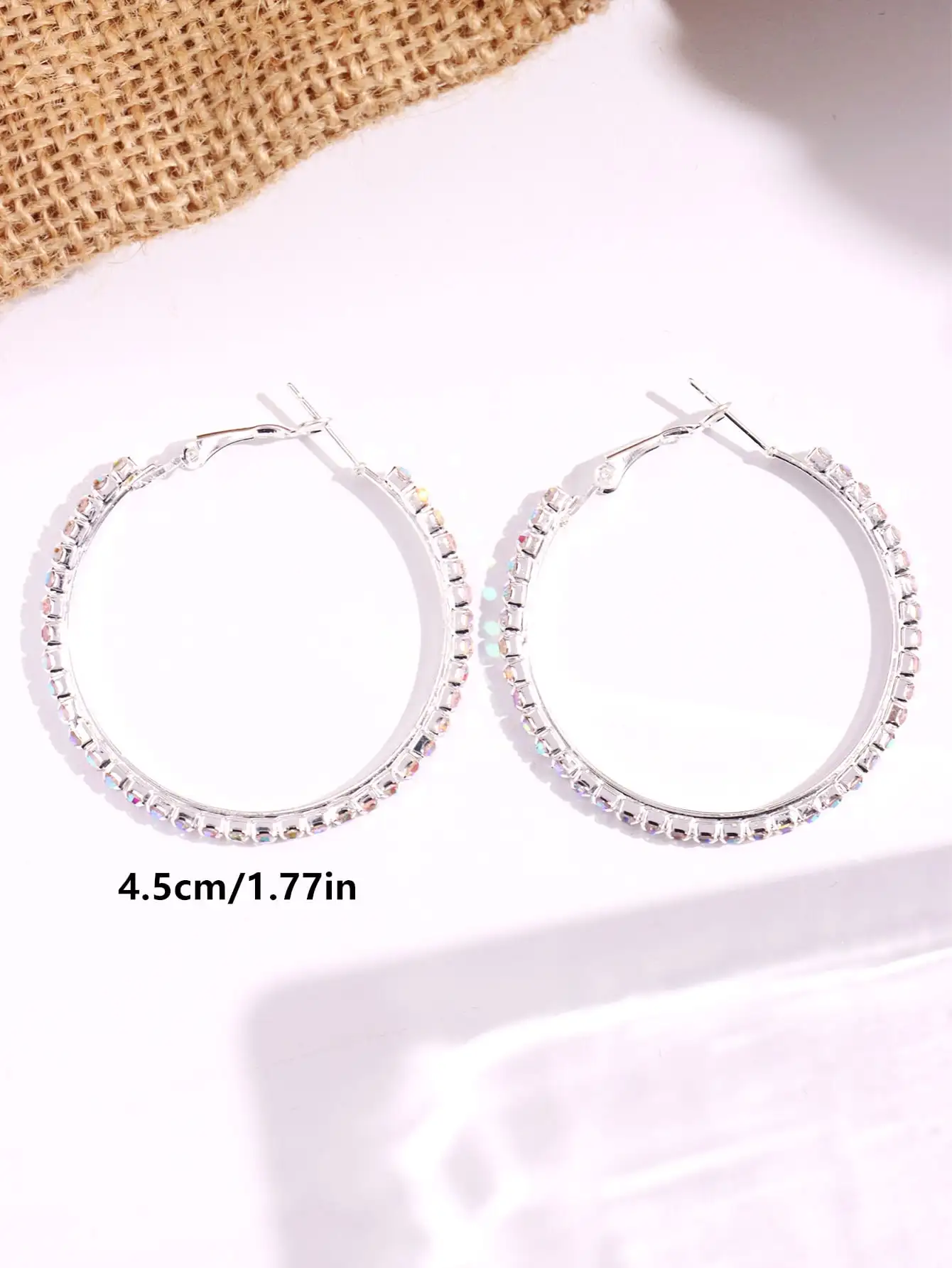 Laser Zircon Rhinestone C Shaped Hoop Earrings for Women Girl Trendy Exaggerate Shining Punk Luxury Wedding Party Accessories