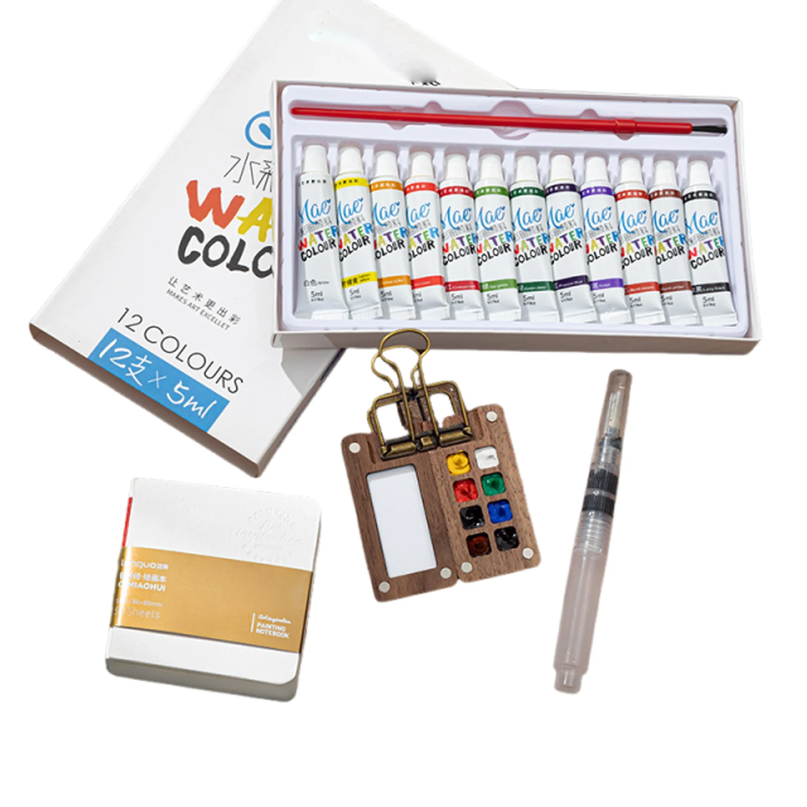 5-PIECE SET, INCLUDES SKETCHBOOK, 12-COLOR BRUSHES, ACCESSORIES FIXATIVE – FOR ON-LOCATION SKETCHING BY