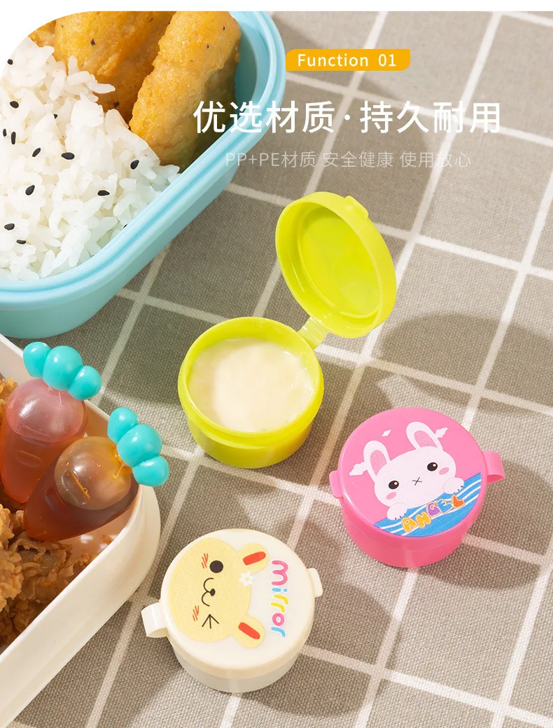 Mittagessen Bento Sojasauce Box Behälter mit Tropfer niedlichen Design Kunststoff Gewürz spender Mini Salat Tomatensauce Flasche – Detail 18