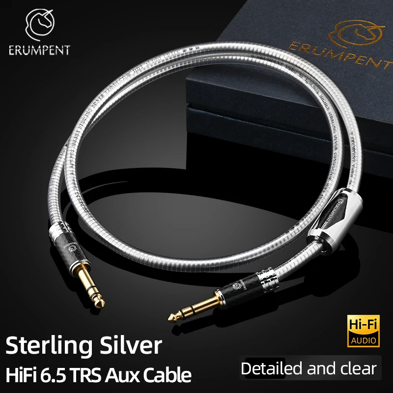 HiFi Electric Guitar Cable Hi-end Sterling Silver 1/4 Inch TRS 6.5mm Audio Cable for Guitar Bass Electric Box Amplifier