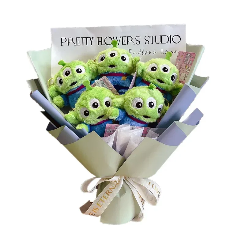 Genuine Disney Bouquets Toy Story Alien Plush Flower Bouquets Creative Cartoon Plushies Stuffed Dolls Valentine Graduation Gift