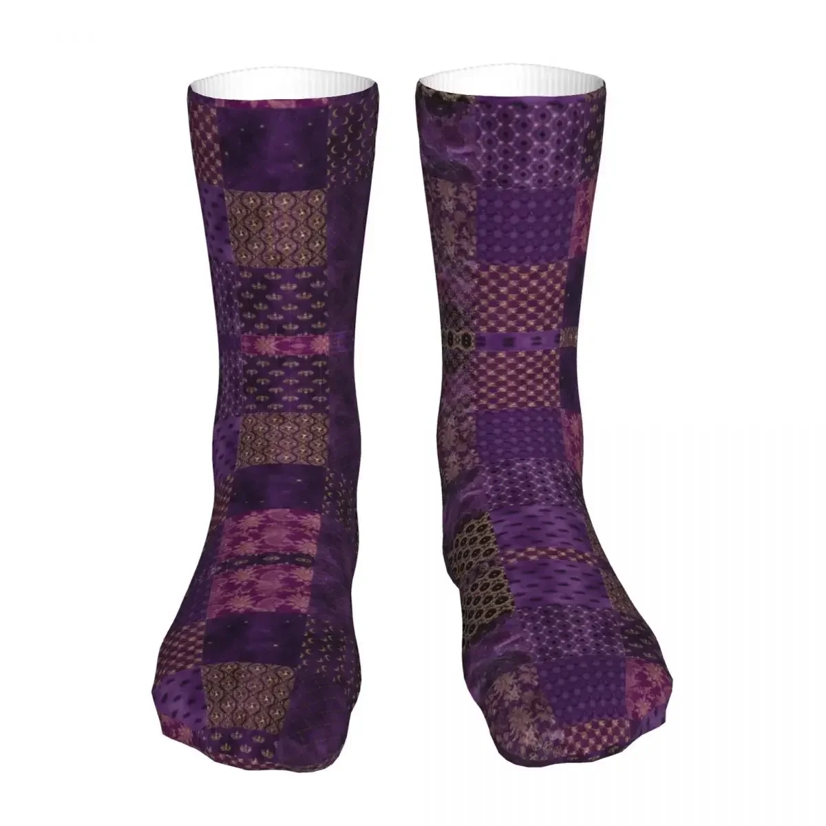 Happy Funny Socks Men's Women's Casual Halloween Bohemian Wonderland Purple  Skateboard Sock Spring Summer Autumn Winter