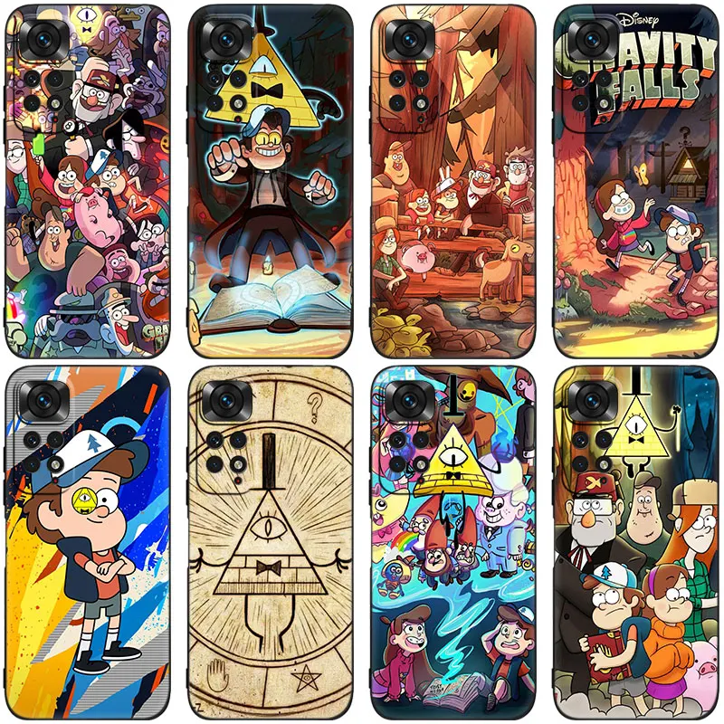 Gravity Falls Black Phone Case For Xiaomi Redmi Note 12 + 11 11S 11T 11E 10 10T 5G 10S 9S 9 8T 7 6 Pro Silicone Cover