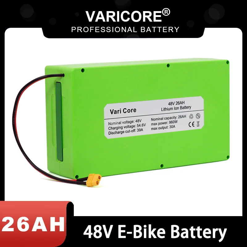 48V 26Ah E-bike 54.6V 18650 Li-ion Battery pack 2000W Built in 30A BMS for Electric bicycles Motorcycle modification XT60 plug