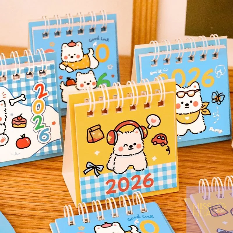 

Year Adorable Cartoon Dog Small Desk Calendar Convenient Pocket Calendar Desktop Decoration Gifts