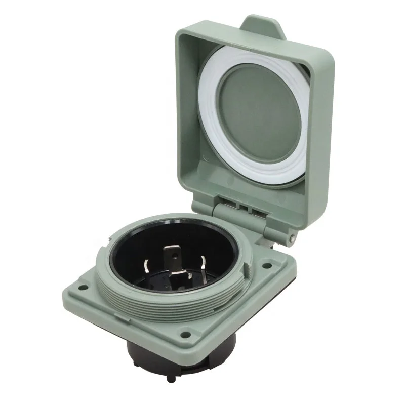 30A NEMA L14-30P Outlet Box PVC RV/ EV Power Socket Panel Receptacle 125V Rated Voltage IP44 Wall Socket for Industrial Use