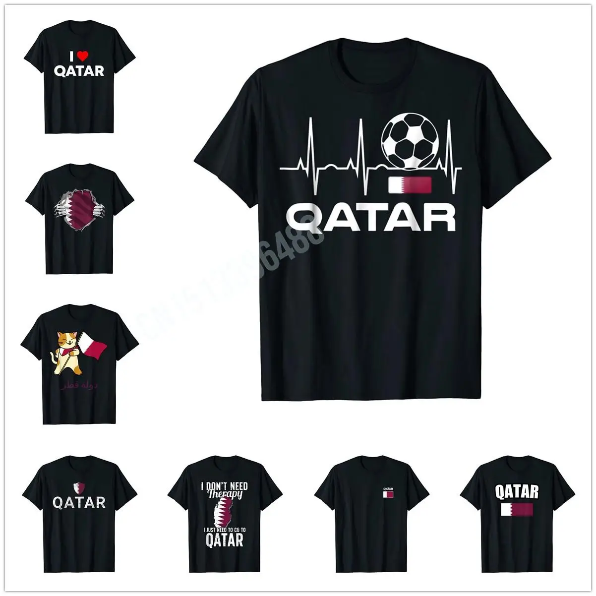 More Design Qatar Flag Qatari Heritage Proud Roots T-Shirt For Men Women T Shirt Tops Cotton Tees