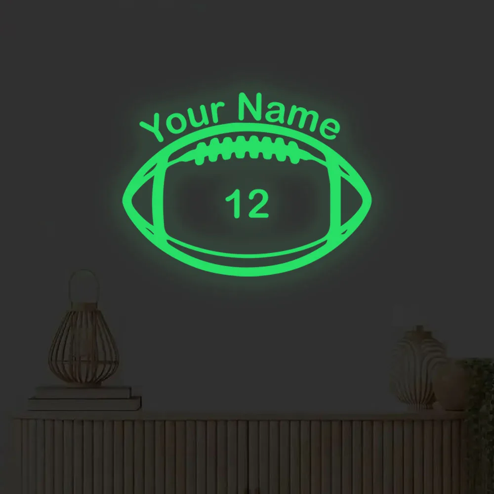1PC Creative Rugby Customized Number Waterproof Wall Stickers For Boys Room Home Decor Custom Name Wall Art Decal
