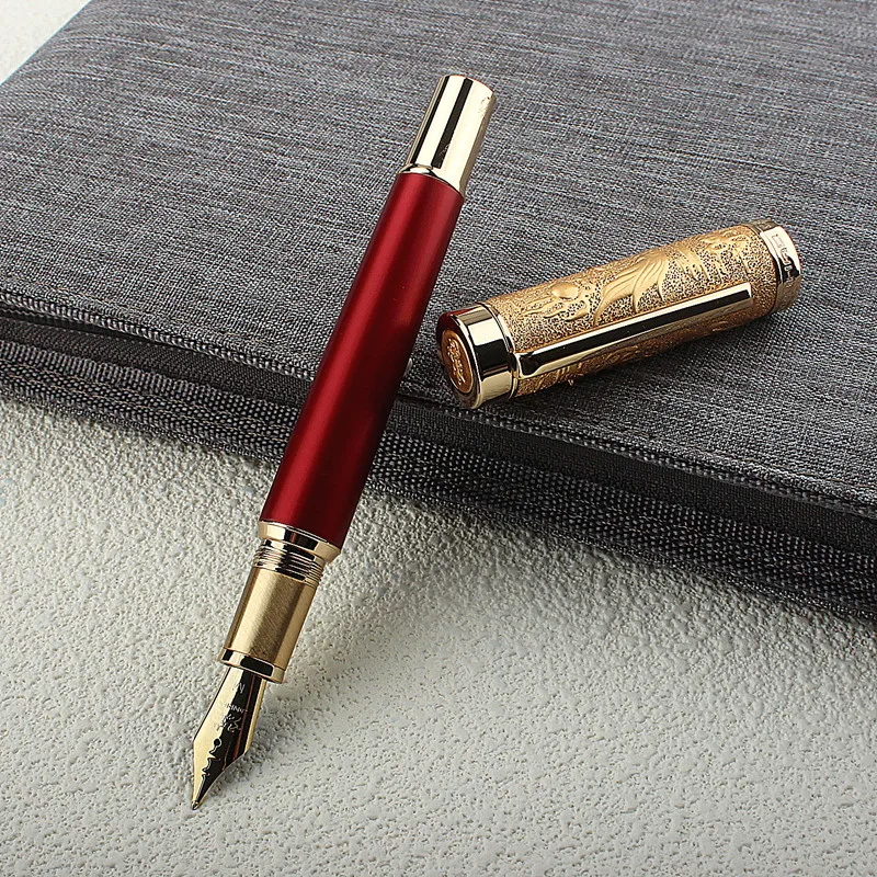 Luxury JINHAO Dragon Spirit Fountain Pen 2024 F Heartbeat Nib Metal Pen Stationery Student Business Office School Supplies