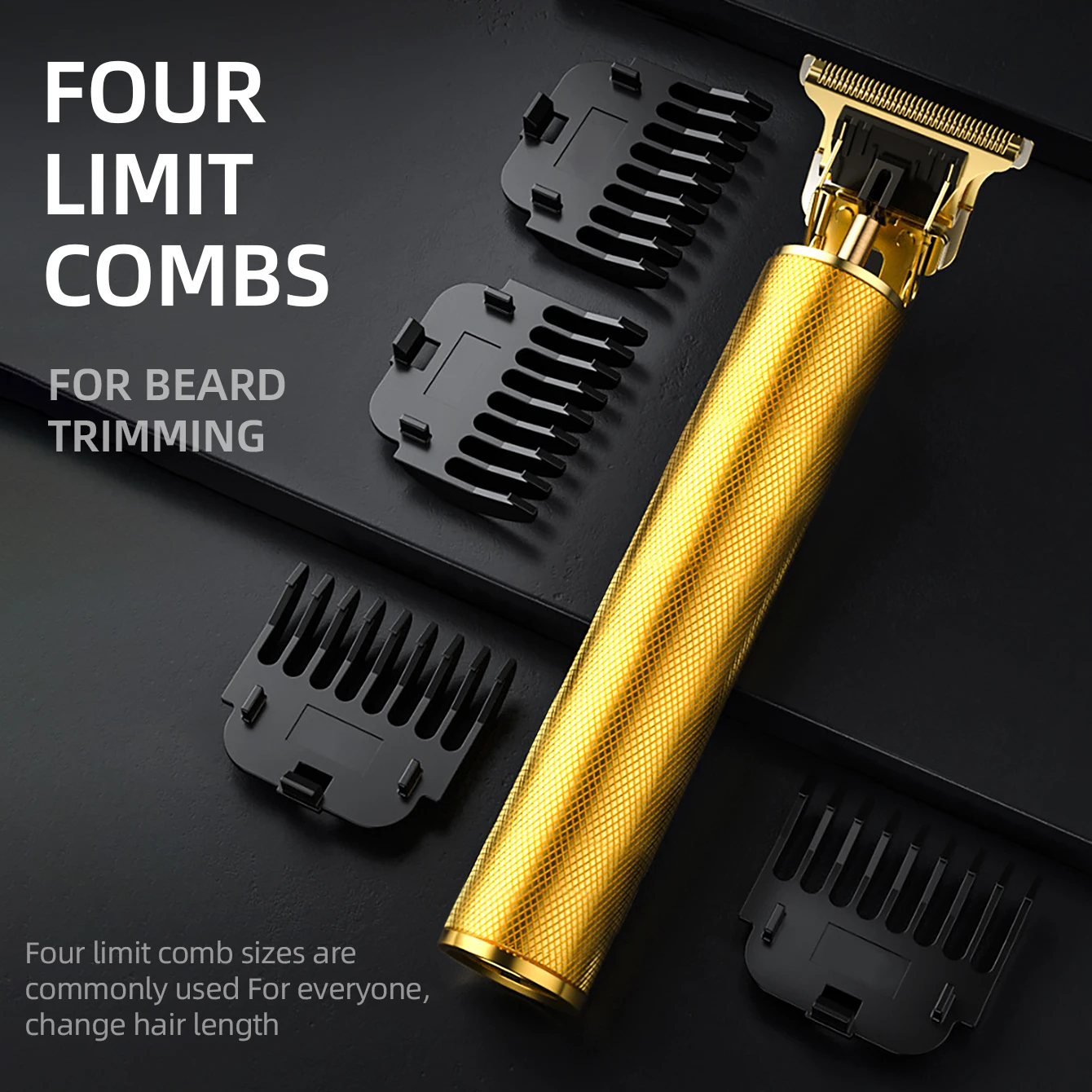 Professional Gold Hair Clipper Set Cordless Rechargeable LCD Electric Barber Machine Turbo Mode 4 Combs Precision Trimmer KiKiDO view 3