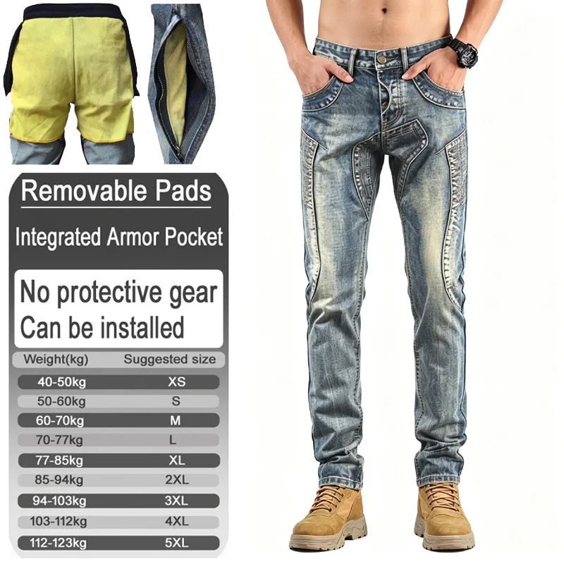 Wolfrider motorcycle pants men aramid fiber jeans touring motocross riding trousers with armor pockets Armor Not Included 036