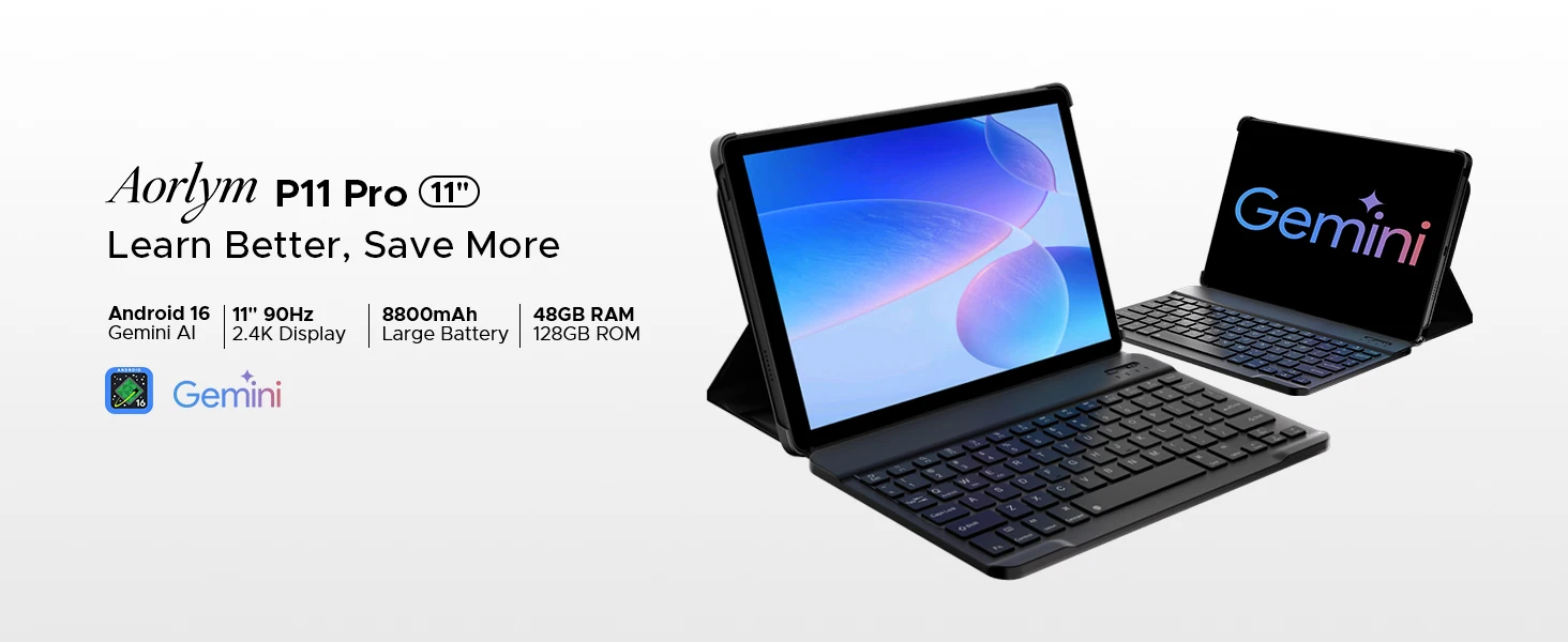 DOOGEE AORLYM P11 Pro Tablet 48GB+128GB Gemini AI 11" 2.4K Display 8800mAh Battery 13M+5MP UNISOC T7250 Widevine L1 Android 16 Smart Pad