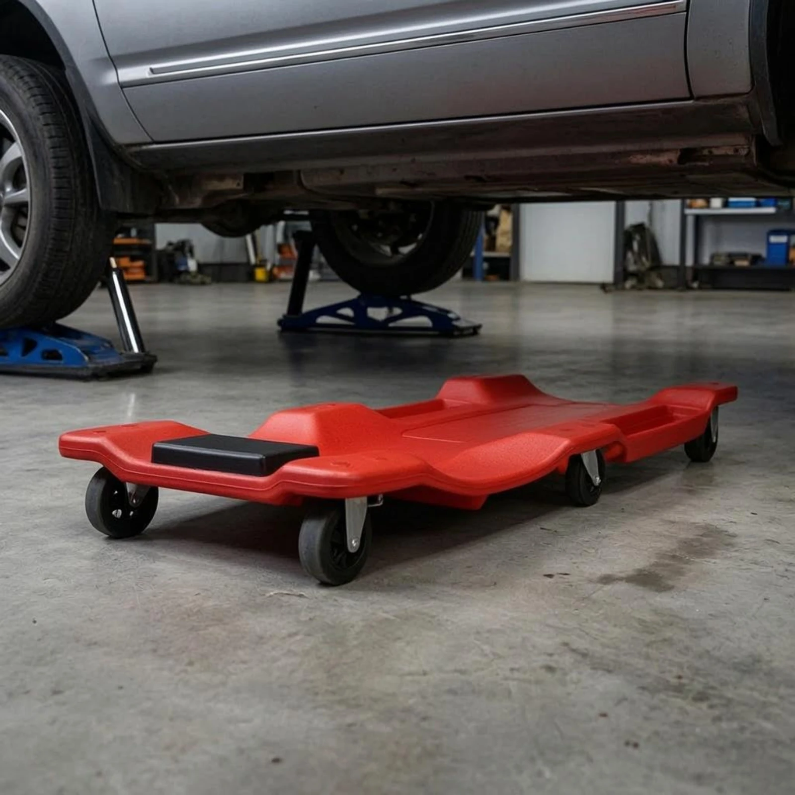 Blow Molded Rolling Creeper Swivel Casters Mechanic Creeper Board Shop Tool Raised Edges for Garage view 4