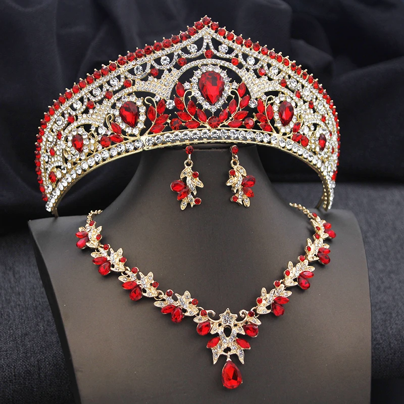 AB Crystal Bridal Jewelry Sets Women Tiaras AND Necklace 
