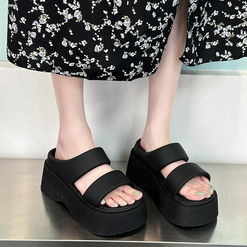 

Мюли женские на платформе и каблуке, мягкие тапочки, сланцы, Пляжная повседневная обувь для отдыха, 2024 Slipp, 2024