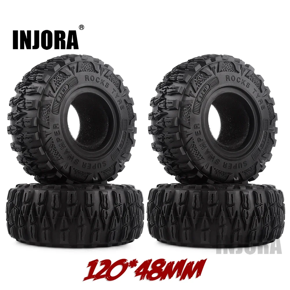 INJORA 4 szt. 2.2 "błotnik gumowa opona 2.2 opony do kół 120*48MM dla 1:10 RC Rock Crawler TRX4 TRX-6 Axial SCX10 90046
