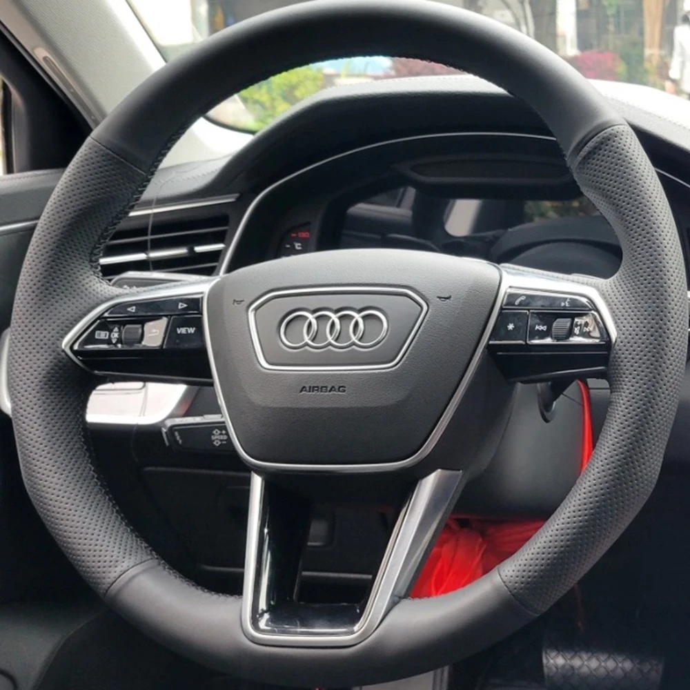 Customize Microfiber Leather Car Steering Wheel Cover For Audi A6 (C8) Avant Allroad 2018-2019 A7 (K8) S7 2019 Car Accessories