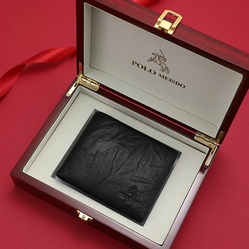 Paul Meidet Men's Wallet Short Pants Top Layer Cowhide Luxury Business Leather Money Clip Chinese Brand Functional Small Bag