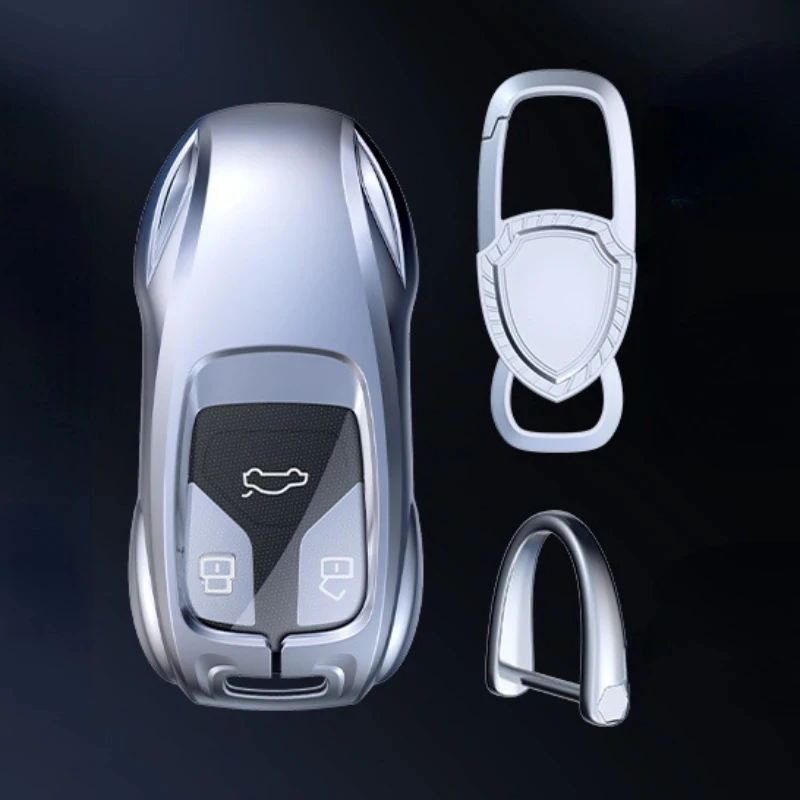 

Чехол для автомобильного ключа из цинкового сплава серебристого/серого цвета, чехол для ключа без ключа, автомобильные аксессуары для Audi A4L A6L Q5L Q3 A3 Q2L Q7