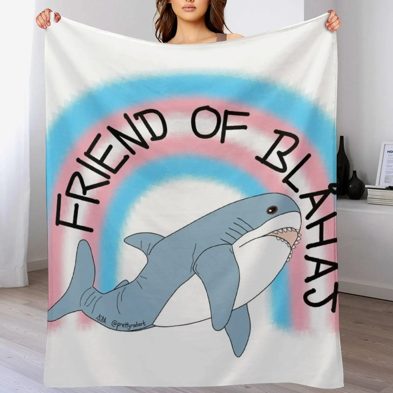 Friend of Blahaj Throw Blanket Tourist Custom Retros Blankets