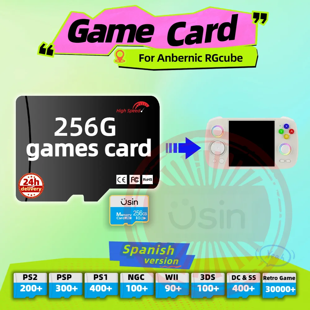 Memory Game Card For Anbernic RGcube RG CUBE RG406V Spanish version Retro PS2 PSP Games Android Gaming portable Console SD 256G