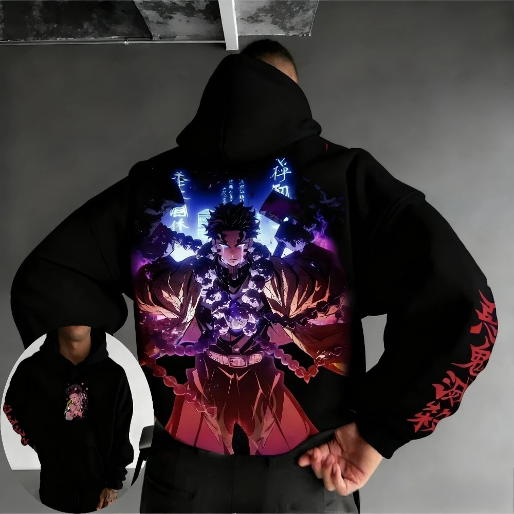 Sudadera con capucha Demon Slayer para hombre Gyomei Himejima Anime primavera Otoño Invierno niño Harajuku traje de manga larga para padres e hijos