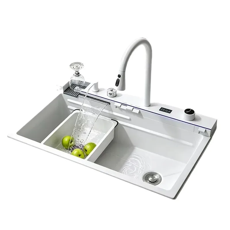 STLF Popular Suppliers Deep Pull Stainless Steel Counter Top Smart Kitchen Sink with Cup Washer