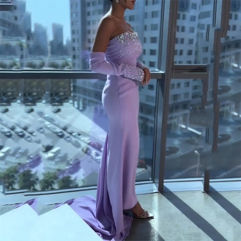 AsaNagi Luxurious Crystal Evening Gowns for Women Mermaid Sexy Strapless Party Prom Gown Elegant Saudi Formal Occasion Dresses