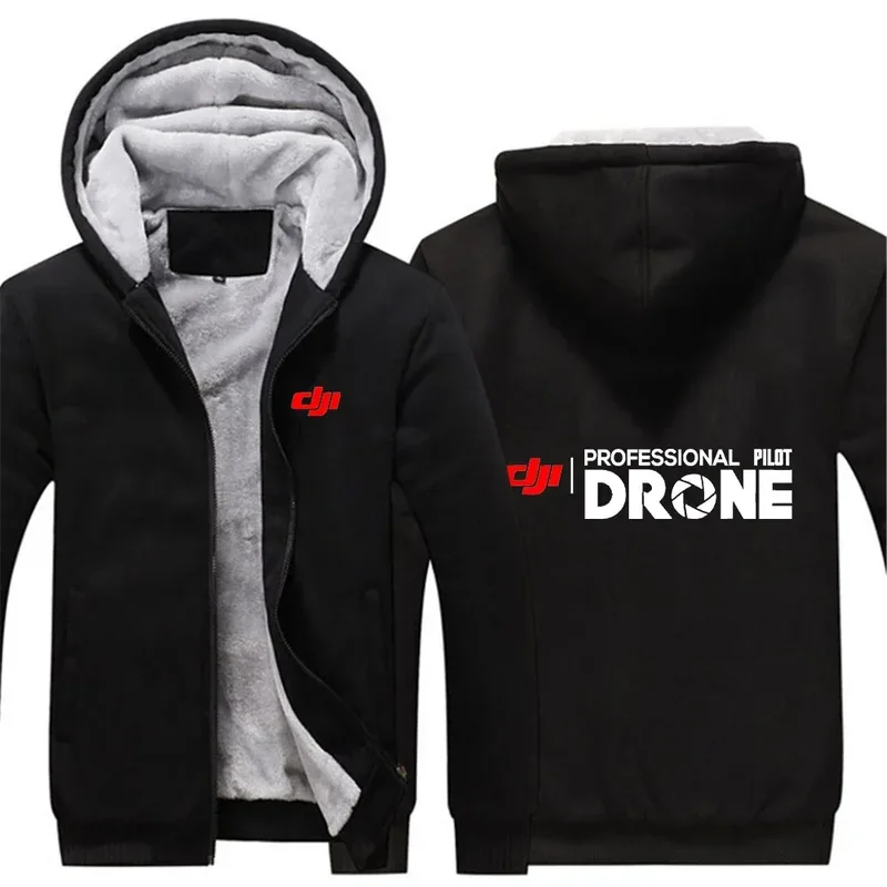 2024 New Dji Professional Pilot Drone Coat Plush Jackets Velvet Thick Warm Autumn Hoodies Zipper Comfortable Versatile Tops