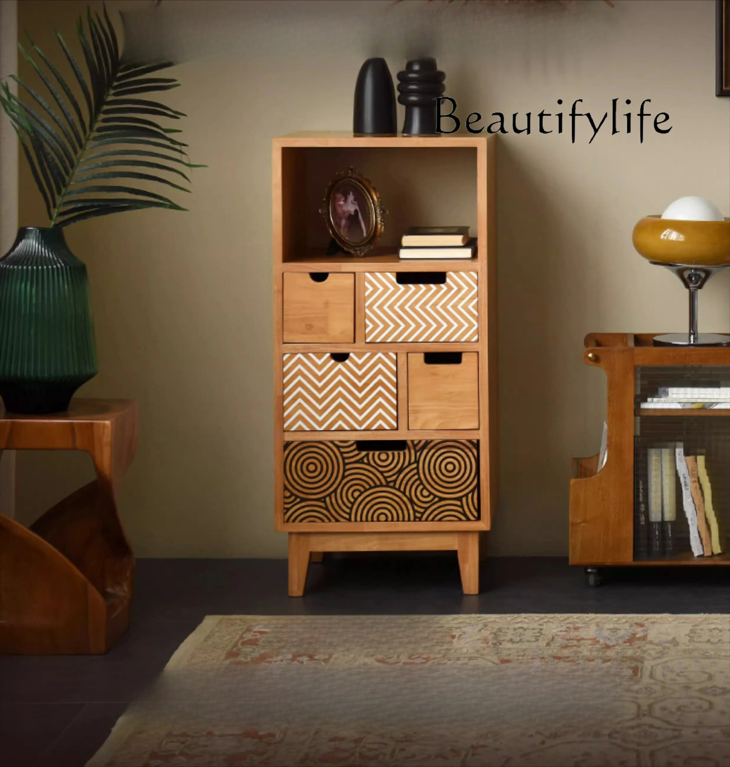

chest Nordic drawer storage locker living room bedroom small apartment simple retro solid wood chest