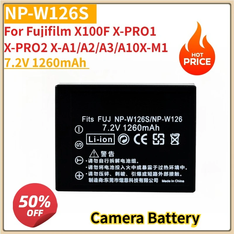 

New Camera Battery NP-W126S NP-W126 7.2V 1260mAh For Fujifilm X100F X-PRO1 X-PRO2 X-A1/A2/A3/A10X-M1 X-T1/T2/T10 X-E2S X-E3