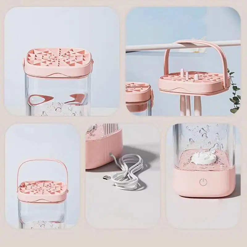 Electric Makeup Brush Cleaner Machine Makeup Brushes Drying Rack Brush Holder Automatic Cosmetic Brush Cleaning And Drying Tool