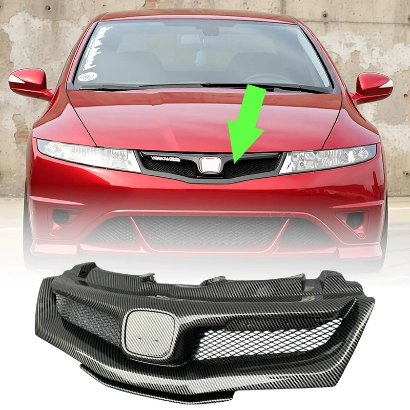Front Grille Mesh EU Version For 2007-2011 Honda Civic FN2 Type R 3 Door Automobiles Accessories Exterior Parts Body Kits