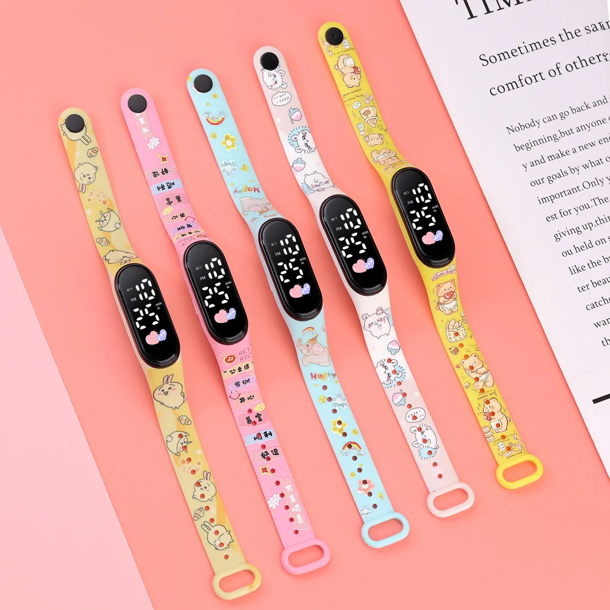 50Pcs/Lot Children Digital Kid's Watch Boys Girls LED Luminous Watch Touch Waterproof Electronic Sports Watch Kids Birthday Gift