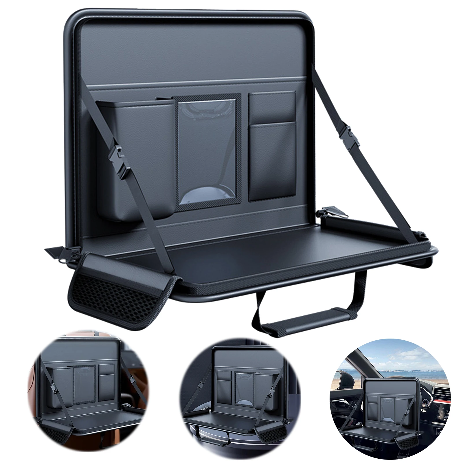 Car Tablet Laptop Holder Save Interior Space Car Steering Wheel Tray Car Seat Organizer for Both Front and Rear Seats