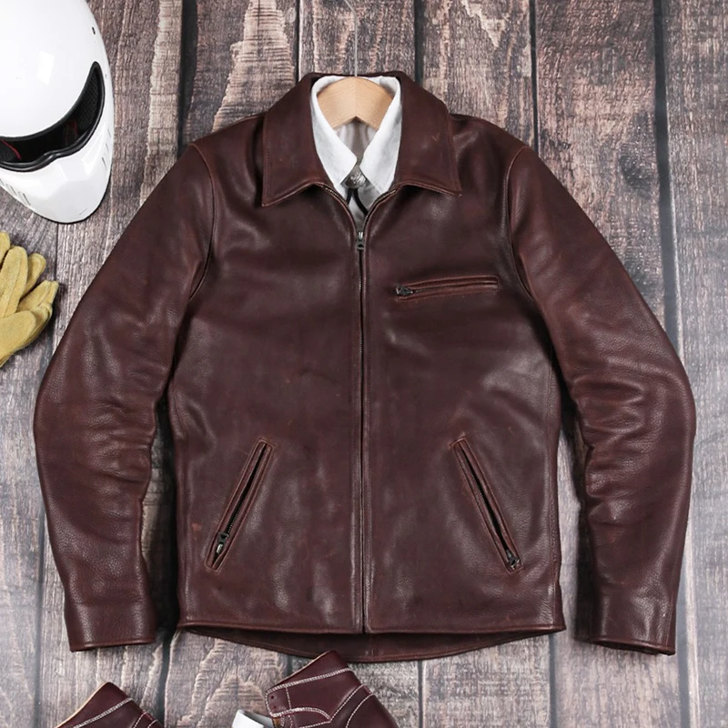 SDCJS01 Super Top Quality Heavy Genuine US Horween Cow Leather Slim Classic Cowhide Stylish Rider Jacket