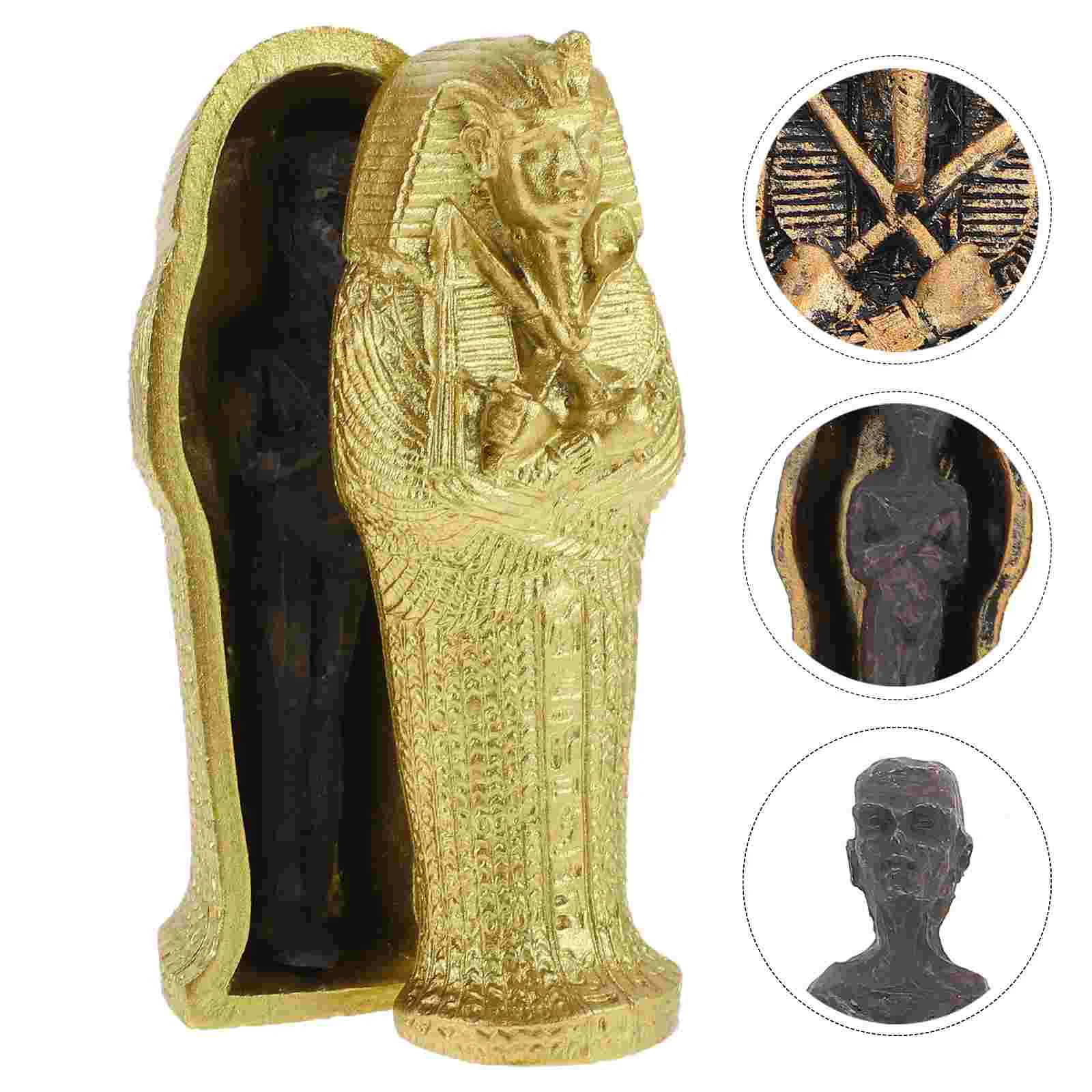 Mummy Figurines Egyptian Resin Ancient Tankcrafts Insert Ornamentfigurine Box Coffin Sarcophagus Coffins Decor