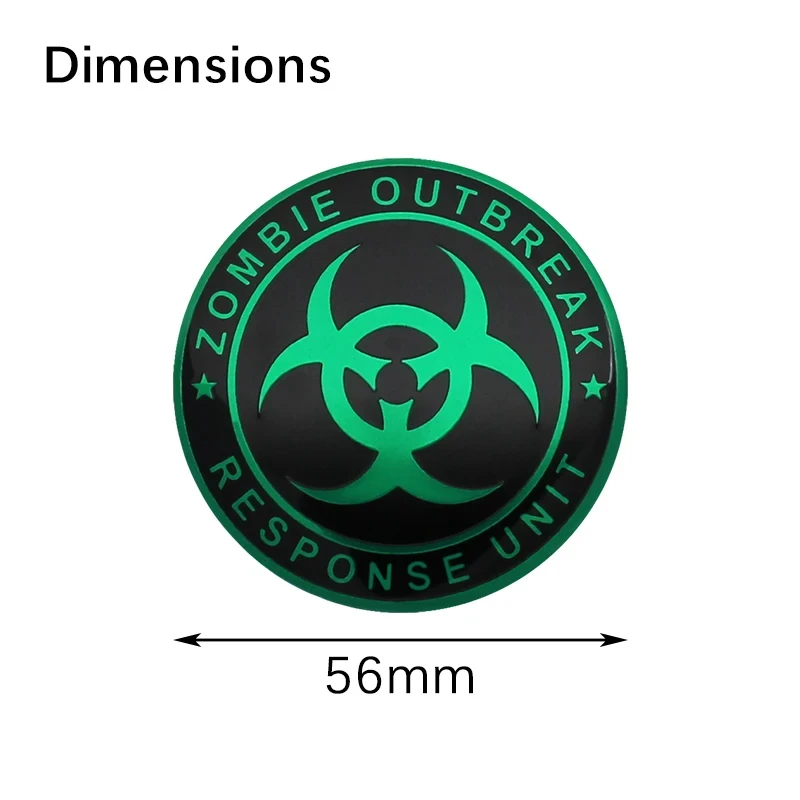 좀비 아웃 브레이크 엠블럼 자동차 휠 센터 커버 스티커 허브 캡 데칼, BMW 아우디 도요타 혼다 닛산 기아 지프 스코다용, 56mm, 4 개