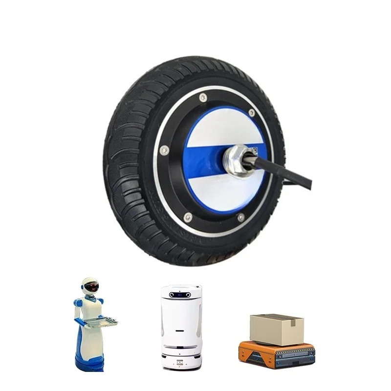 8 Robot Wheels 24V 400RPM 100kg Load Brushless Gearless DC Electric Direct Drive In-Wheel Motor with Encoder